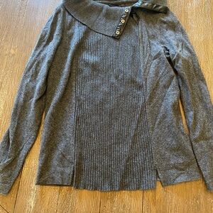 Rafaella Charcoal Cowl Neck Sweater with Button Accents